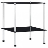 Cumpara ieftin Raft cu 2 niveluri, negru, 40 x 40 x 47 cm, sticlă securizată