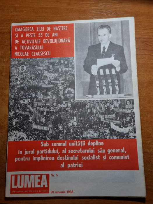 revista lumea 28 ianuarie 1988-nicolae ceausescu la varsta de 70 ani