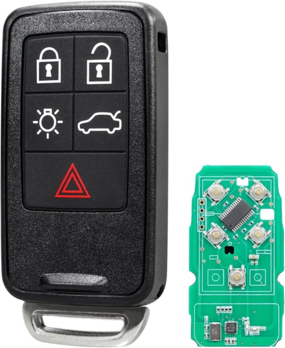 Cheie Auto Programabila Completa 433MHz, Techstar, cu 5 butoane si Cip ID46, Compatibila Volvo S60, V60, V70, XC60, XC70, S80, V40, FCCID: KR55WK49264