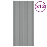 Panouri pentru acoperis 12 buc. gri 100x45 cm otel galvanizat GartenMobel Dekor, vidaXL