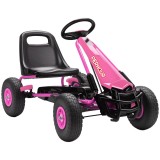 AIYAPLAY Gokart cu pedale pentru copii, scaun reglabil pe &icirc;nălțime, roți EVA, fr&acirc;nă, ambreiaj, 3-8 ani, Roz | Aosom Romania