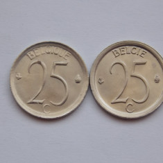 LOT 2 MONEDE DIFERITE 25 CENTIMES 1970 BELGIA