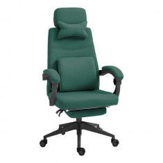 Scaun de birou rotativ cu tetiera si suport pentru picioare, verde foto