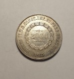 Brazilia 2000 Reis 1863 AUNC Piesa de Colectie