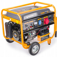 Generator curent electric 7500 W, 7.5 KW, 220 V, 380 V Pornire la Cheie, Automata, Roti si Manere, Stabilizator de tensiune (AVR), monofazat, Trifazat