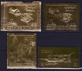 DB1 Cosmos Apollo 11 Aselenizarea 1969 Oman 4 v. folie Aur MNH, Nestampilat