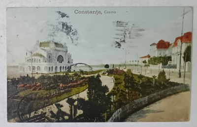 CONSTANTA , CAZINOUL SI VILELE DIN VECINATATE , VEDERE INSPRE MARE , CARTE POSTALA , 1924 foto
