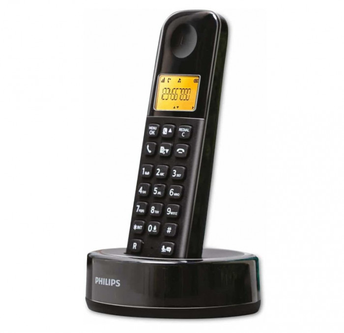 DECT fara fir Philips D1651B 01, cu Robot telefonic, Negru Extensie telefon - RESIGILAT