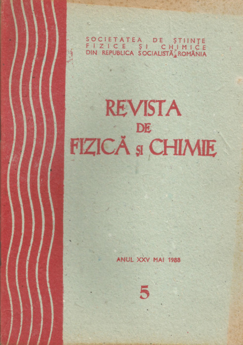 Rom&acirc;nia, Revista de Fizică şi Chimie, nr. 5/1988