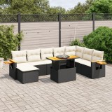 Gossi set mobilier de gradina cu perne, 9 piese, negru, poliratan