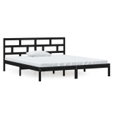 Cumpara ieftin Cadru de pat dublu, negru, 135x190 cm, lemn masiv