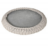 PawHut Culcuș Confortabil pentru Pisici și C&acirc;ini, Rotund cu Margini &Icirc;nalte, Pernă Catifelată, Dimensiuni &Phi;93x15cm, Gri | Aosom Rom&acirc;nia
