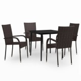 Set de servit masa pentru gradina, 5 piese, maro si negru
