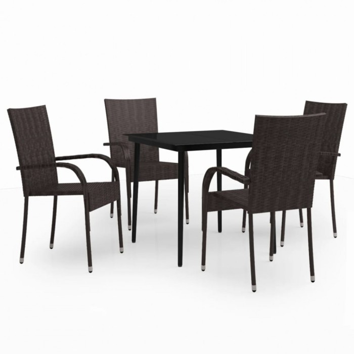 Set de servit masa pentru gradina, 5 piese, maro si negru