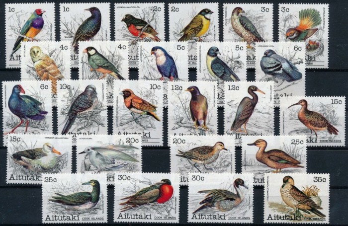 201-AITUTAKI 1981-PASARI-Serie completa de 36 timbre nestampilate MNH