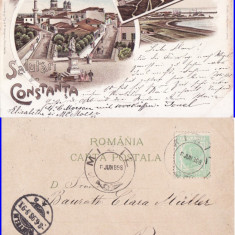 Salutari din Constanta-Piata Ovidiu. Portul- litografie 1898