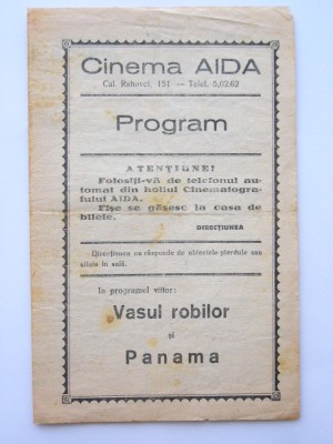 QW13 - Program cinematograf - Cinema Aida - anii 1930 foto