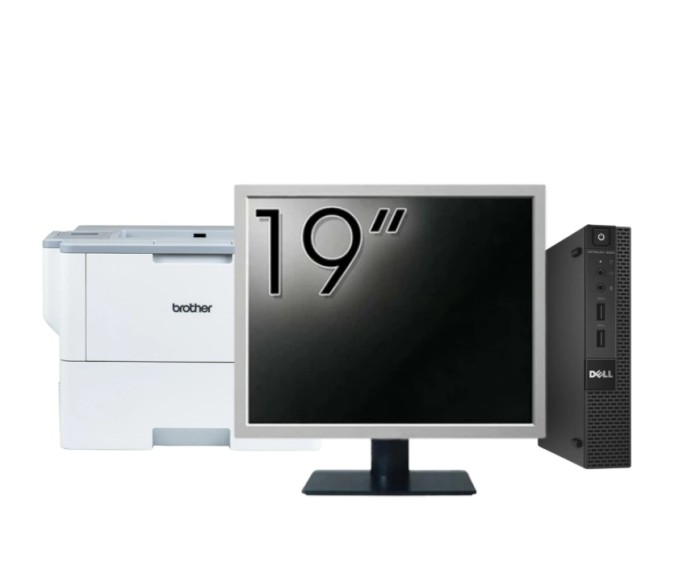 Pachet Calculator Second Hand DELL OptiPlex 9020 Mini PC, Intel Core i5-4590T 2.00GHz, 8GB DDR3, 128GB SSD + Monitor 19 Inch + Imprimanta Brother HL-L