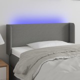 Cumpara ieftin Tăblie de pat cu LED, gri &icirc;nchis, 103x16x78/88 cm, textil
