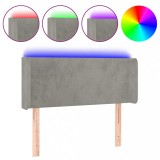 Cumpara ieftin Tablie de pat cu LED, gri deschis, 83x16x78/88 cm, catifea