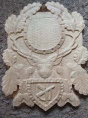 Panoplie Cerb mare 30x40cm lemn masiv de cireș pentru coarne stinghere