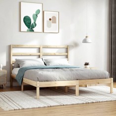 vidaXL Cadru de pat dublu 4FT6, 135x190 cm, lemn masiv