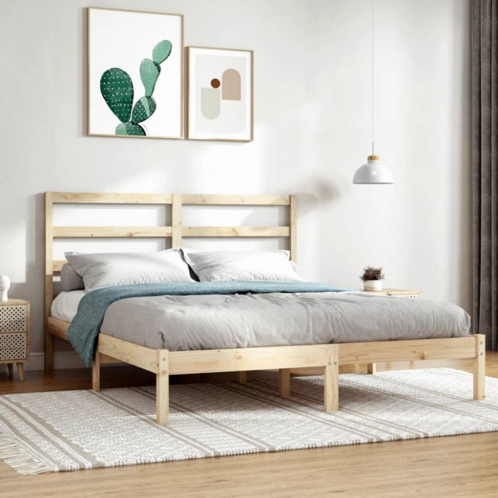 vidaXL Cadru de pat mic dublu 4FT, 120x190 cm, lemn masiv