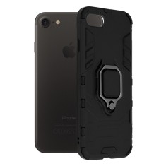 Husa protectie iPhone 7 8 SE antisoc cu inel rotativ 360 , suport magnetic, negru , Techsuit SS