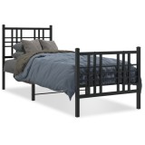 Cumpara ieftin Cadru pat metalic cu tablii de cap/picioare, negru, 80x200 cm