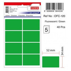 Etichete Color Autoadezive, 8/a4, 99.1 X 67.7mm, 25 Coli/top, Tanex - Verde Fluorescent