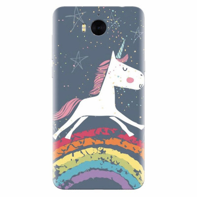 Husa silicon pentru Huawei Y6 2017, Unicorn Rainbow foto