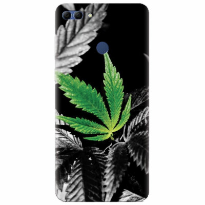 Husa silicon pentru Huawei Y9 2018, Trippy Pot Leaf Green foto