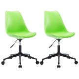 Cumpara ieftin Scaune de bucătărie pivotante, 2 buc. verde, piele artificială