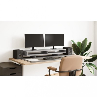 Suport de monitor, gri beton, 100x27x15 cm, lemn prelucrat foto