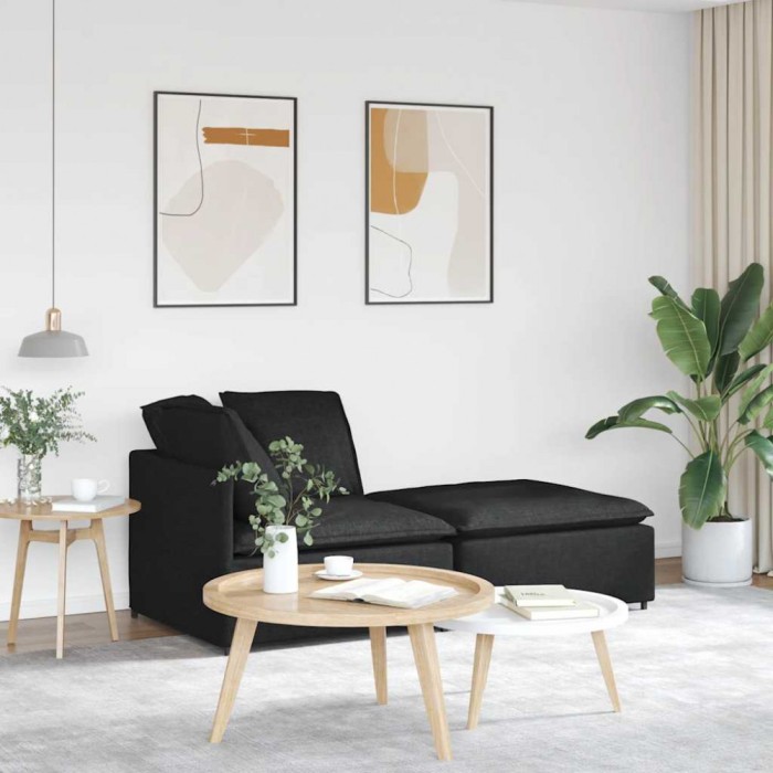 vidaXL Canapea modulară cu taburet și perne, material textil, negru