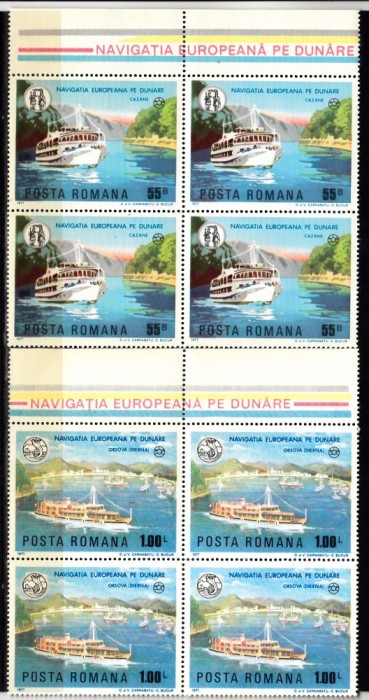 A11 TX10 2 - 1977 - Navigatia europeana pe Dunare - perechi de cate patru timbre