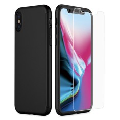 Huse 360 de grade Premium pentru iPhone XS MAX, Full Body, Black, Folie de protectie inclusa