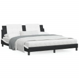 Cadru de pat cu LED, negru si alb, 180x200 cm, piele ecologica GartenMobel Dekor, vidaXL