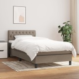 Cumpara ieftin Pat box spring cu saltea, gri taupe, 90x190 cm, textil