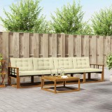 vidaXL Set de canapele de exterior cu pernă 5 pcs Natural și Crem 3369173