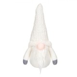 Figurină Decorativă Crăciun, Model Gnome, Culoare Alb, &Icirc;nălțime 25cm, Material Poliester, Oem