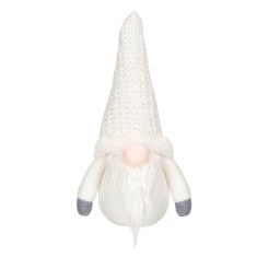 Figurină Decorativă Crăciun, Model Gnome, Culoare Alb, &Icirc;nălțime 25cm, Material Poliester