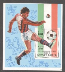 Nicaragua 1986 World Cup Football perf. sheet Mi.B167 used TA.087
