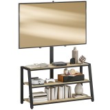 HOMCOM Mobilier TV cu suport pentru televizoare de la 32 la 70 de inci, rafturi deschise, unghi ajustabil 35&deg;, 108x41x135cm, efect lemn natural | Aoso