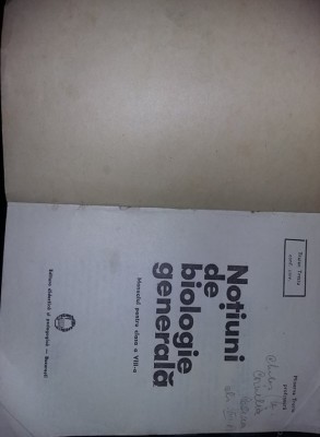 NOTIUNI DE BIOLOGIE GENERALA-MANUAL PENTRU CLASA A VIII-A-R.S.R.Tp.GRATUIT foto