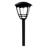 Lampa solara LED Hoff, felinar stick, plastic, H 55 cm, neagra, exterior