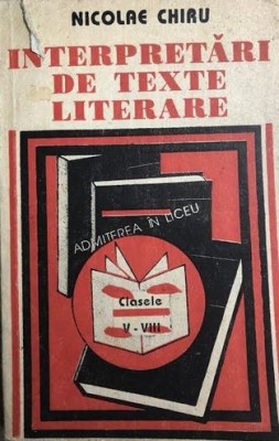 Interpretari de texte literare Nicolae Chiru foto