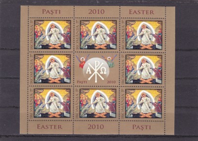 ROMANIA 2010 LP 1858 c SFINTELE PASTI 2010 MINICOALA 8 TIMBRE +1 VINIETA MNH. foto