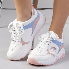 Pantofi sport dama Ariadna alb cu roz foto