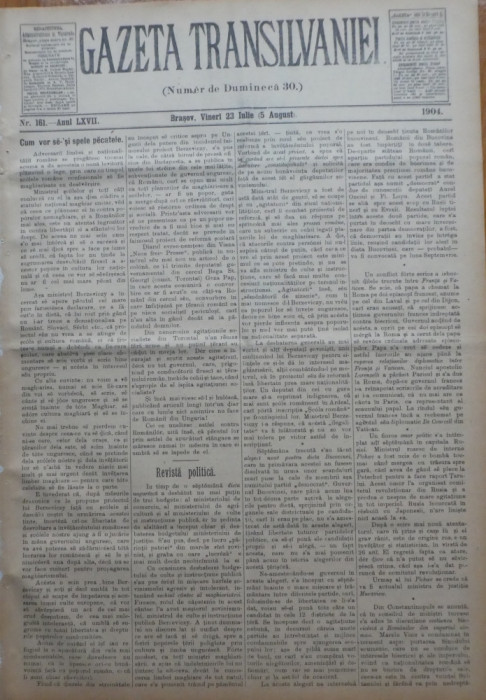 Gazeta Transilvaniei , Numer de Dumineca , Brasov , nr. 161 , 1904
